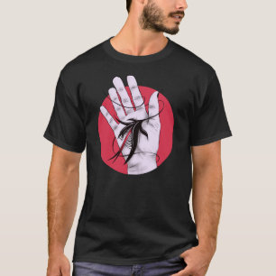 Camiseta Monstro cortante da flor da mão assustador