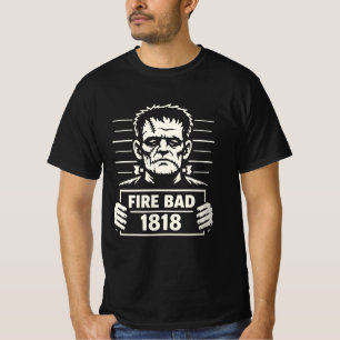 Camiseta Monstro Costurado em Foto de Mugshot – Fogo Ruim 1