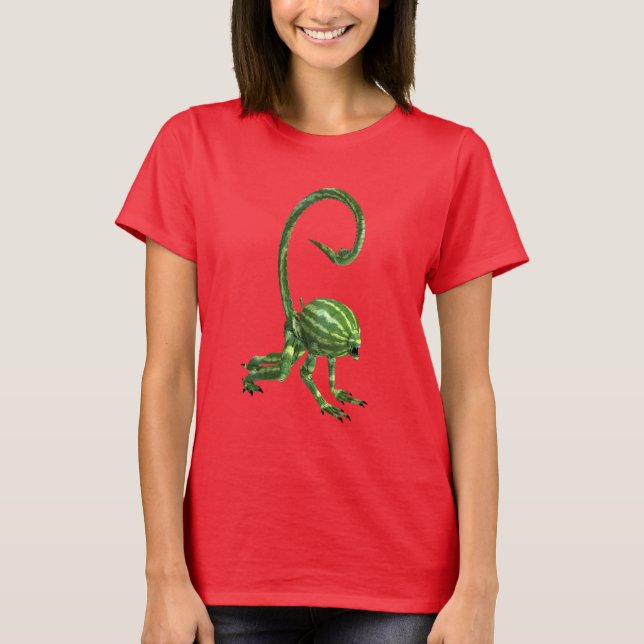 Camiseta Monstro da Melancia Verde Engraçado (Frente)
