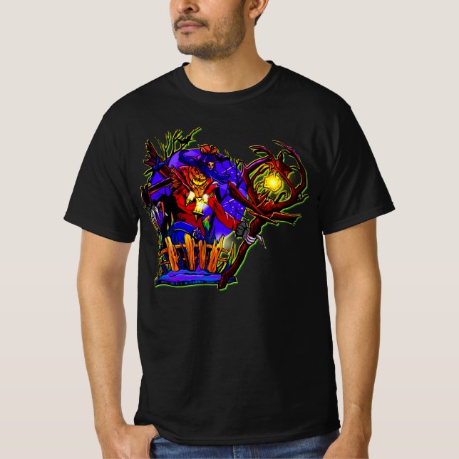 Camiseta Monstro de Abóbora do Halloween com Camisa-Lâmpada (Frente)