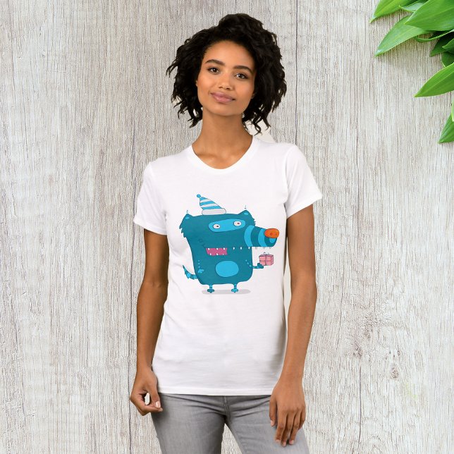 Camiseta Monstro de Cartoons Azuis com Chapéu do Partido (Criador carregado)