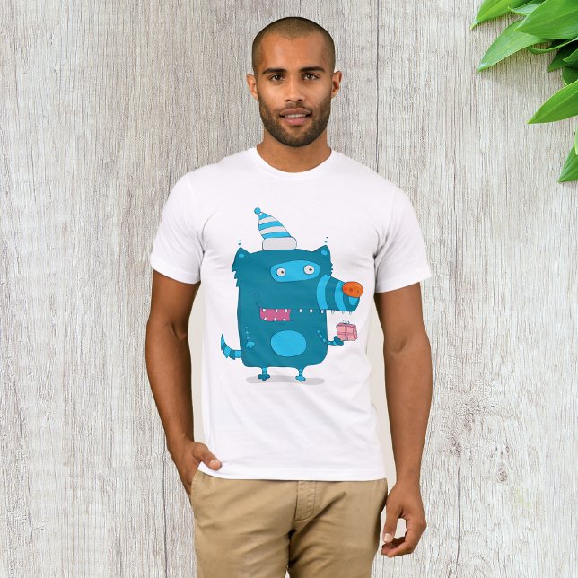 Camiseta Monstro de Cartoons Azuis com Chapéu do Partido (Criador carregado)