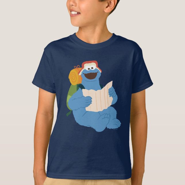 Camiseta Monstro De Cookies Lendo Um Mapa (Frente)