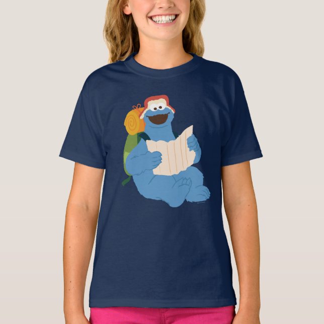 Camiseta Monstro De Cookies Lendo Um Mapa (Frente)