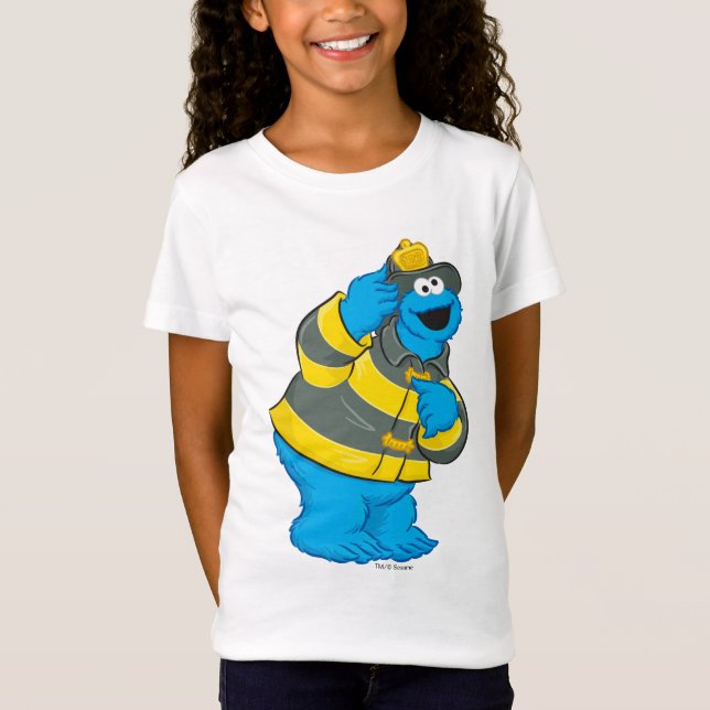 Camiseta Monstro de cookies | Roupa de bombeiro (Frente)