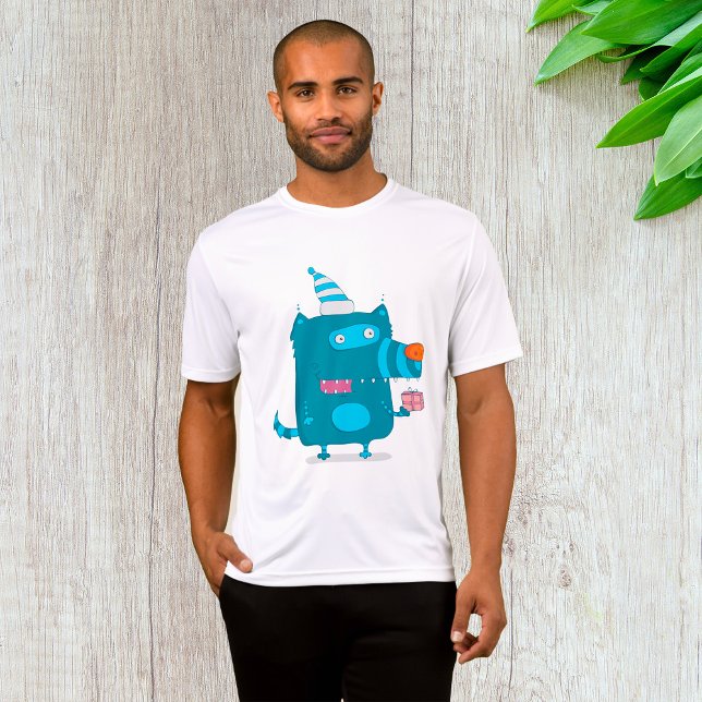 Camiseta Monstro de Desenho Animado Azul Divertido com Chap (Criador carregado)