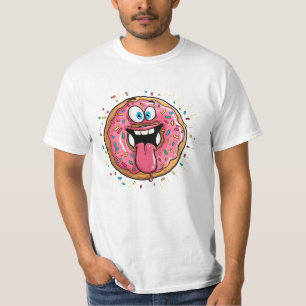 Camiseta Monstro de Donut Cor-de-Rosa Maluco Engraçado