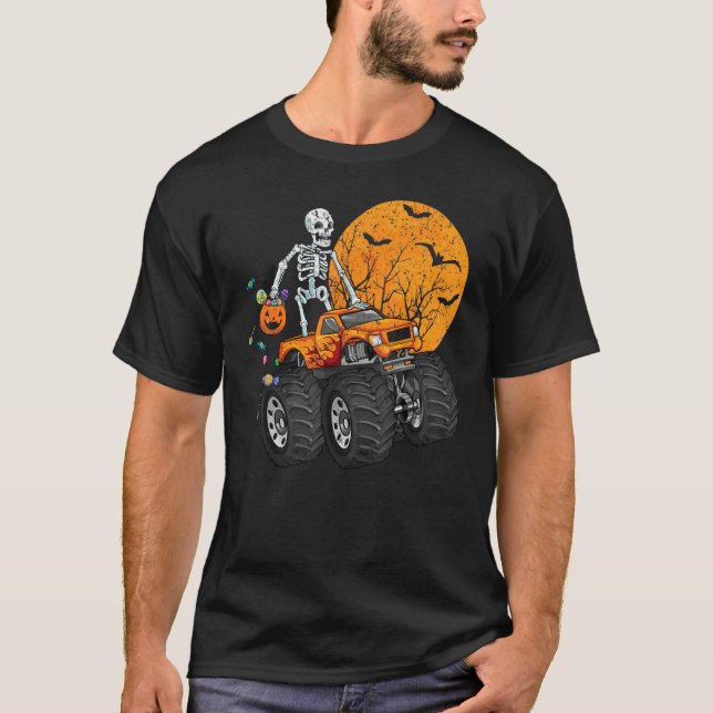 Camiseta Monstro de Esqueleto Caminhão Lua Candy Meninos To (Frente)