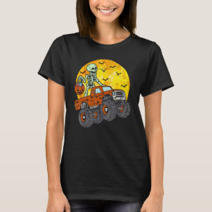 Camiseta Monstro de Esqueleto Caminhão Lua Doce Meninos Tod