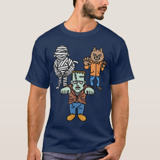 Camiseta Monstro de Filme de Terror Múmia Lobisomem Franken