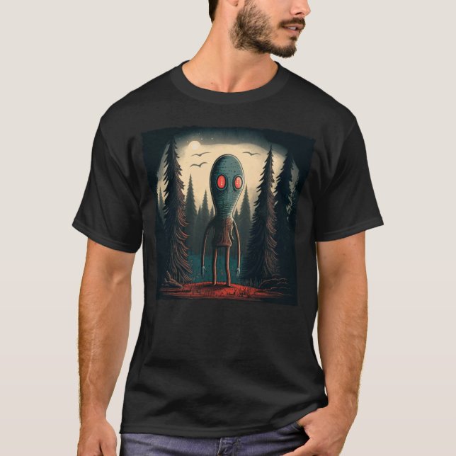 Camiseta Monstro de Flatwoods Braxie 1952 Críptido Alieníge (Frente)