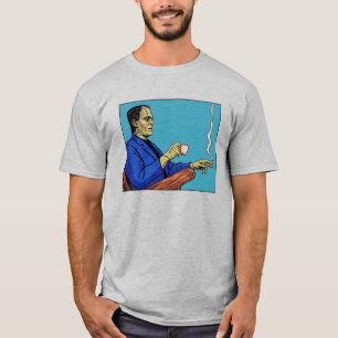 Camiseta Monstro de Frankenstein da Pop Art Bebendo Chá Pon