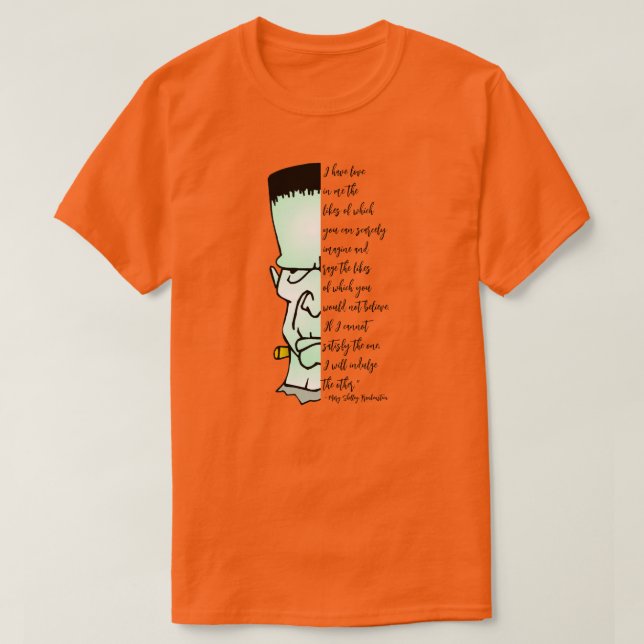 Camiseta Monstro de Frankenstein, Shelley Love & Rage Cote (Frente do Design)