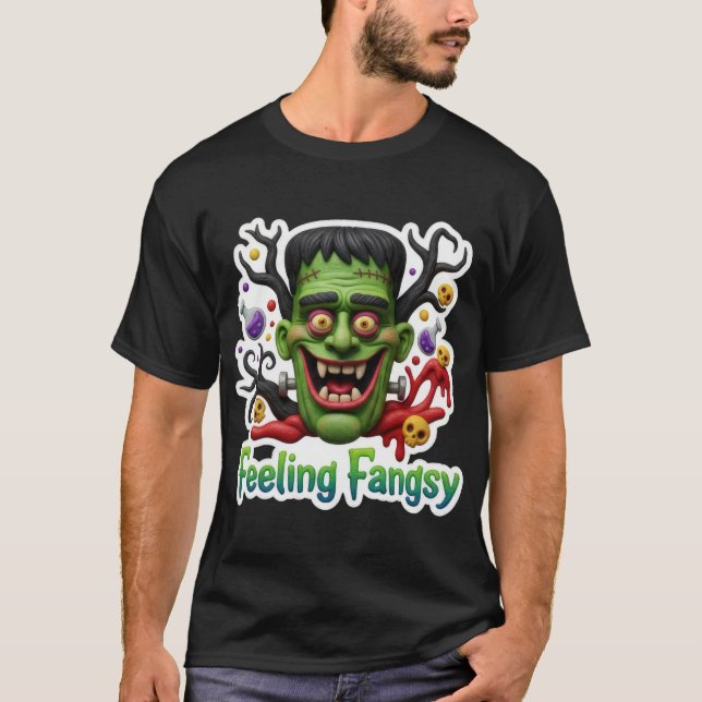 Camiseta Monstro de Frankenstein sorrindo com presas (Frente)