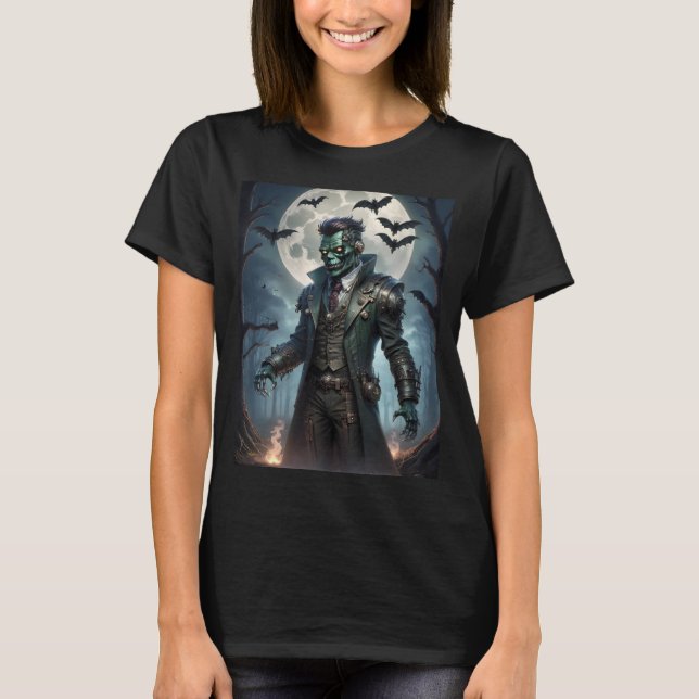 Camiseta Monstro de Frankenstein Steampunk de Halloween (Frente)