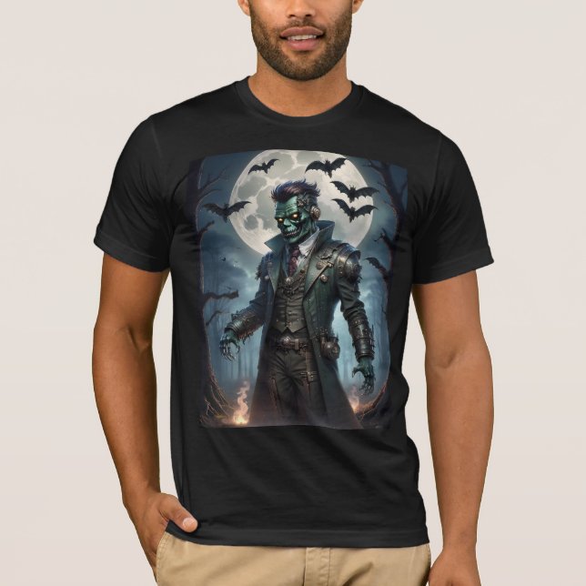 Camiseta Monstro de Frankenstein Steampunk do Dia das Bruxa (Frente)