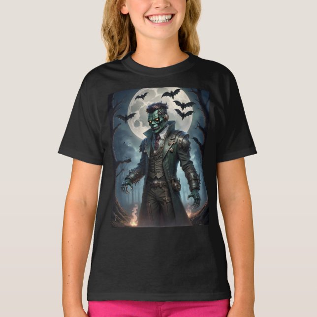 Camiseta Monstro de Frankenstein Steampunk do Halloween (Frente)