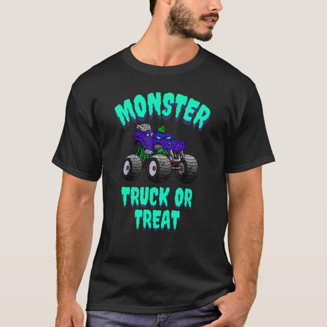 Camiseta Monstro De Halloween Ou Tratar Crianças Meninas Me (Frente)