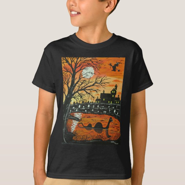 Camiseta Monstro de Loch Ness este Dia das Bruxas (Frente)