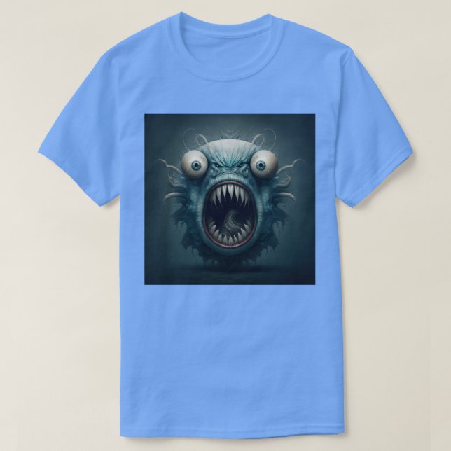 Camiseta Monstro de Peixes Assustadores (Frente do Design)