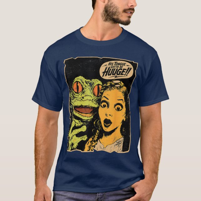 Camiseta Monstro de Sapo Assustador Sie Arte de Terror de Q (Frente)