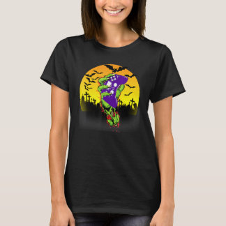 Camiseta Monstro de Videogame Mão de Zumbi de Halloween