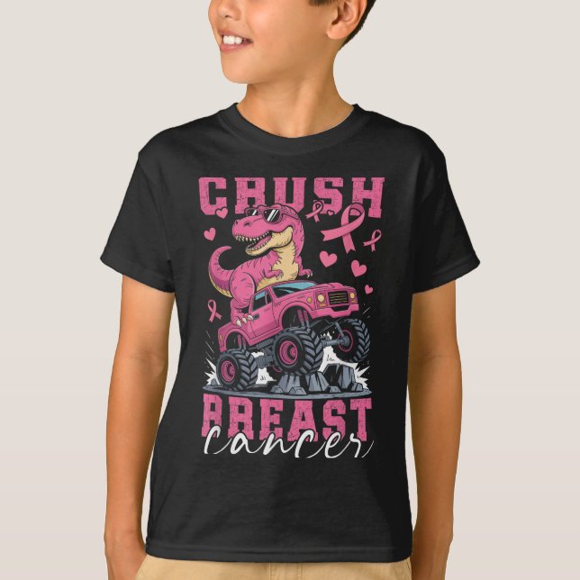 Camiseta Monstro Dinossauro Caminhão Rosa Fita Fita Crush C (Frente)