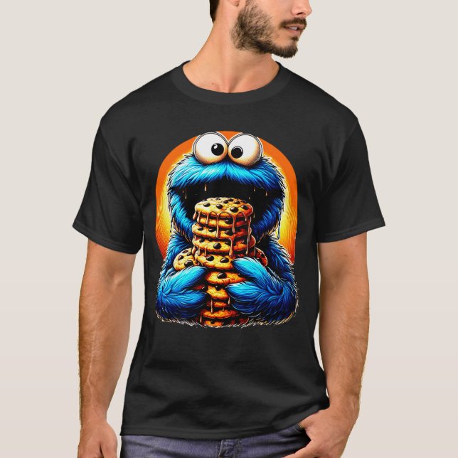 Camiseta Monstro do Biscoito Devorando um Biscoito de Choco (Frente)