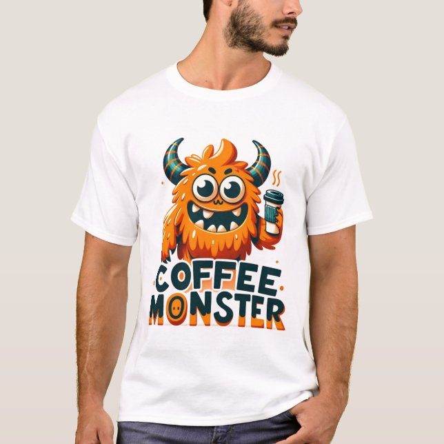 Camiseta Monstro do Café - Engraçado Manhã (Frente)