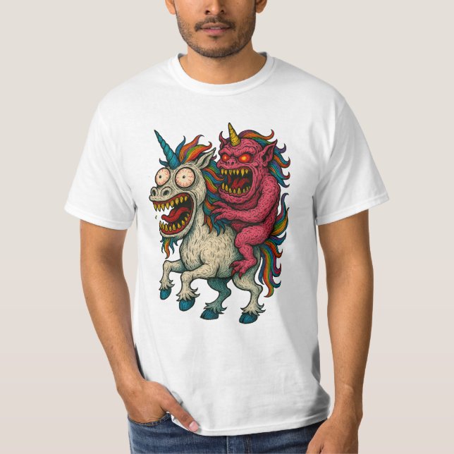 Camiseta Monstro do Crazy Unicorn e do Cérebro (Frente)
