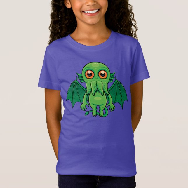 Camiseta Monstro do Cthulhu Verde Bonito (Frente)