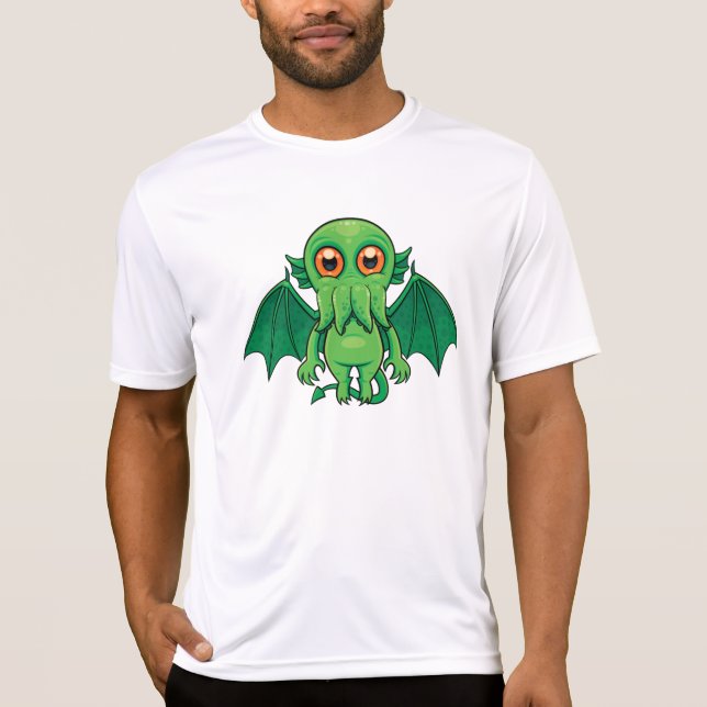 Camiseta Monstro do Cthulhu Verde Bonito (Frente)