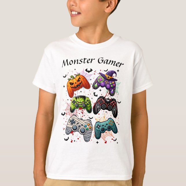 Camiseta Monstro do Gamer de Halloween  (Frente)