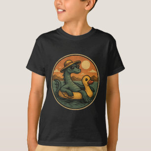 Camiseta Monstro do Lago Ness Férias de Verão Flutuador Ret