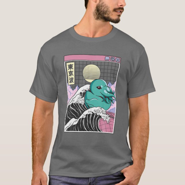 Camiseta Monstro do Mar Duque Kanagawa Wave Anime Kawaii (Frente)