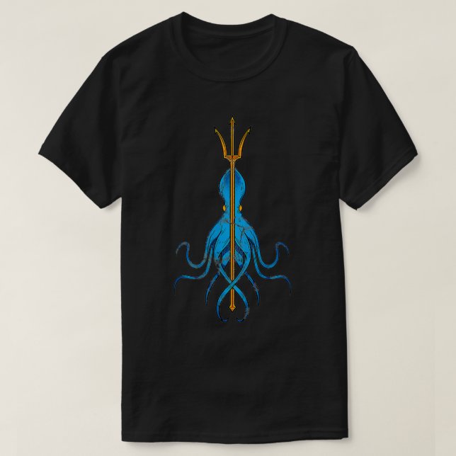 Camiseta Monstro do Mar Kraken Trident Pirata Octopus (Frente do Design)