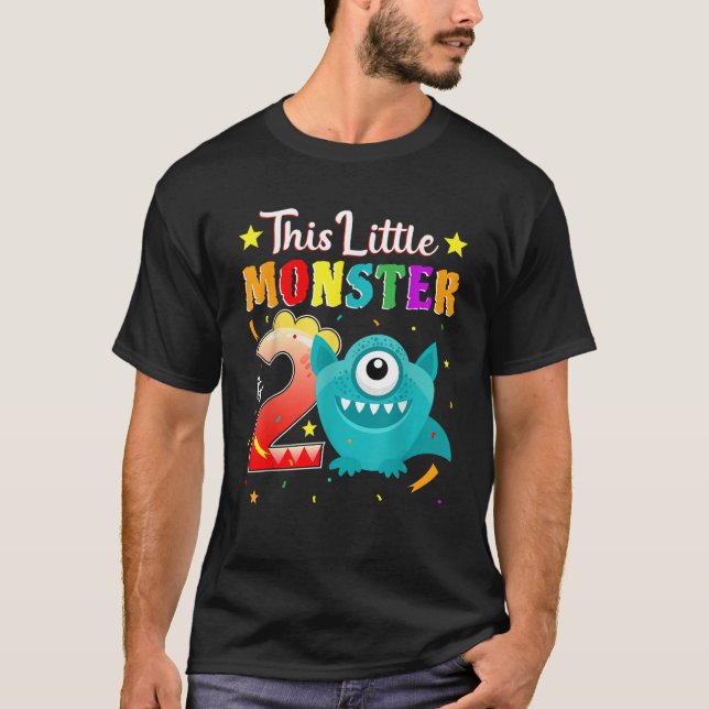 Camiseta Monstro do segundo aniversário Monstro Monstro 2 A (Frente)