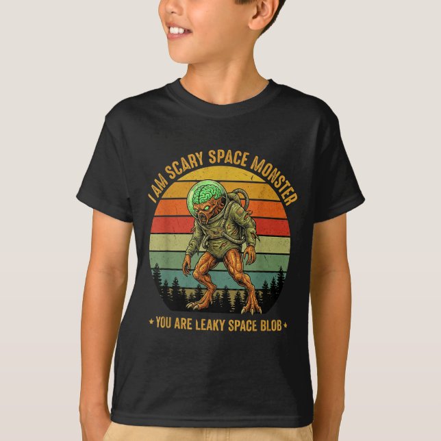 Camiseta Monstro espacial assustador engraçado sci-fi retrô (Frente)