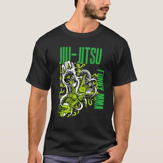 Camiseta Monstro Espacial Jiu Jitsu, Nave Fogueira, Granás, (Frente)