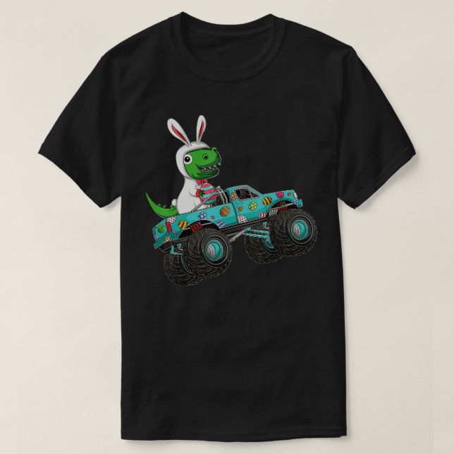Camiseta Monstro felz pascoa de Truck Trex Dinossaur Bunny  (Frente do Design)