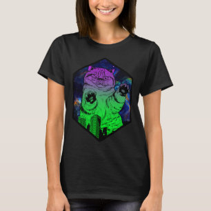 Camiseta Monstro Gigante Ataques Catzilla Cat Skyline