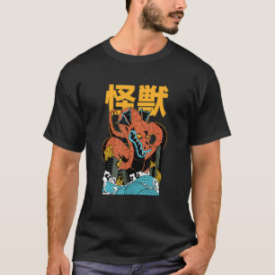 Camiseta Monstro japonês asiático chinês destruiu edifícios