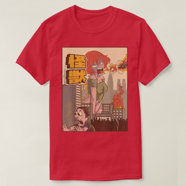 Camiseta Monstro Japonês da Anime Kaiju (Frente do Design)