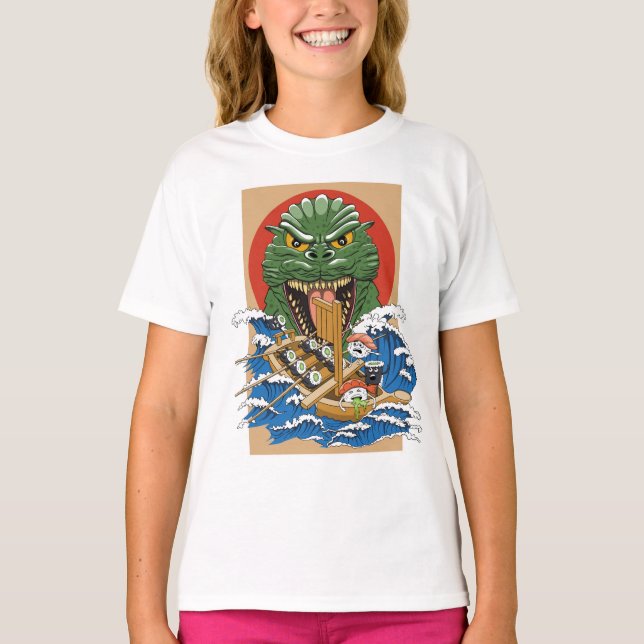 Camiseta Monstro Japonês Sushi Lover (Frente)