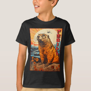 Camiseta Monstro Kaiju Toupeira Anime Vintage Mangá Retro 
