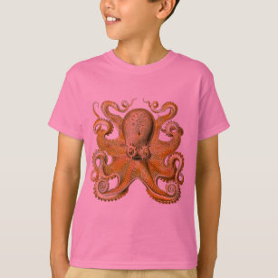 Camiseta Monstro marinho de ilustração antiga de polvo