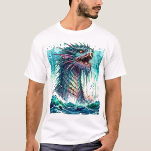 Camiseta Monstro Marinho Erguendo-se Horror Oceânico