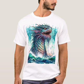 Camiseta Monstro Marinho Erguendo-se Horror Oceânico