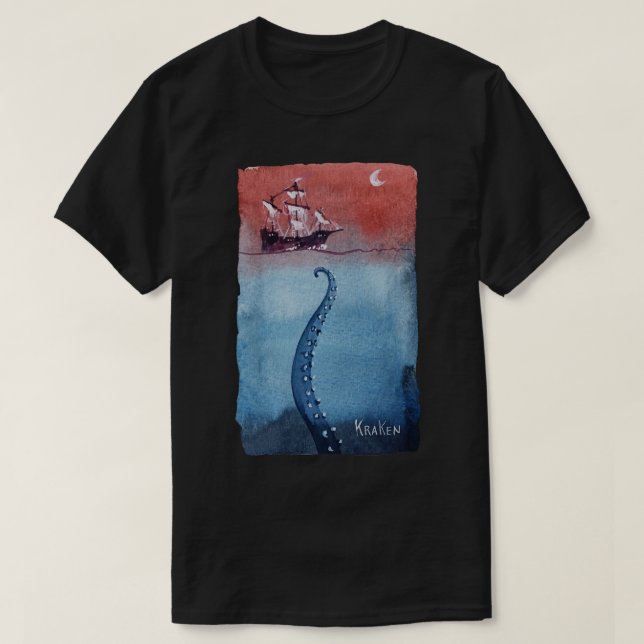 Camiseta Monstro marinho lendário de Kraken (Frente do Design)