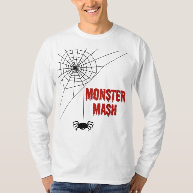 Camiseta Monstro Mash Halloween Teia de Aranha (Frente)